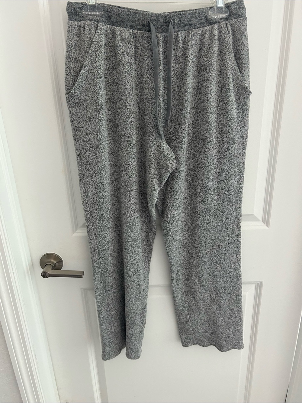 Natori Gray Wide-Leg Knit Lounge Pants